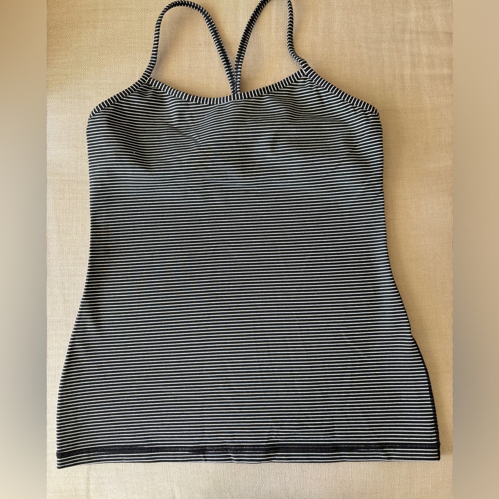 LULU-LEMON, Cross-back tank top, thin straps, tight fit, race length, size 10.
